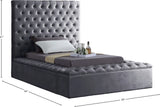 Bliss Velvet / Engineered Wood / Foam Contemporary Grey Velvet Twin Bed (3 Boxes) - 60" W x 93.5" D x 60.5" H