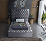 Bliss Velvet / Engineered Wood / Foam Contemporary Grey Velvet Twin Bed (3 Boxes) - 60" W x 93.5" D x 60.5" H
