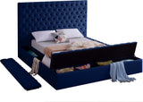 Bliss Velvet / Engineered Wood / Foam Contemporary Navy Velvet King Bed (3 Boxes) - 96" W x 98" D x 60.5" H