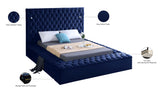 Bliss Velvet / Engineered Wood / Foam Contemporary Navy Velvet Queen Bed (3 Boxes) - 86" W x 98" D x 60.5" H