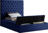 Bliss Velvet / Engineered Wood / Foam Contemporary Navy Velvet Twin Bed (3 Boxes) - 60" W x 93.5" D x 60.5" H