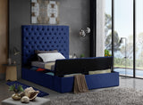 Bliss Velvet / Engineered Wood / Foam Contemporary Navy Velvet Twin Bed (3 Boxes) - 60" W x 93.5" D x 60.5" H