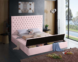 Bliss Velvet / Engineered Wood / Foam Contemporary Pink Velvet King Bed (3 Boxes) - 96" W x 98" D x 60.5" H