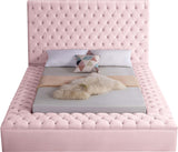Bliss Velvet / Engineered Wood / Foam Contemporary Pink Velvet Queen Bed (3 Boxes) - 86" W x 98" D x 60.5" H