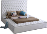 Bliss Velvet / Engineered Wood / Foam Contemporary White Velvet Queen Bed (3 Boxes) - 86" W x 98" D x 60.5" H