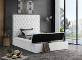 Bliss Velvet / Engineered Wood / Foam Contemporary White Velvet Twin Bed (3 Boxes) - 60" W x 93.5" D x 60.5" H