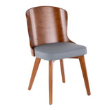 Bocello Mid-Century Chair in Walnut and Grey Faux Leather by LumiSource