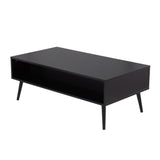 Bora Bora Contemporary Coffee Table in Black Wood with Rattan Accents by LumiSource