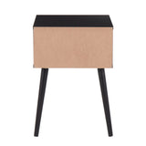 Bora Bora Contemporary Side Table in Black Wood with Rattan Accents by LumiSource