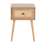 Bora Bora Contemporary Side Table in Natural Wood with Rattan Accents by LumiSource