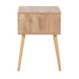 Bora Bora Contemporary Side Table in Natural Wood with Rattan Accents by LumiSource