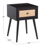 Bora Bora Contemporary Side Table in Black Wood with Rattan Accents by LumiSource