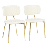 Bouton Contemporary/Glam Chair in Gold Metal and Cream Velvet by LumiSource - Set of 2