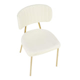 Bouton Contemporary/Glam Chair in Gold Metal and Cream Velvet by LumiSource - Set of 2