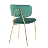 Bouton Contemporary/Glam Chair in Gold Metal and Green Velvet by LumiSource - Set of 2