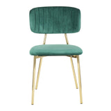 Bouton Contemporary/Glam Chair in Gold Metal and Green Velvet by LumiSource - Set of 2