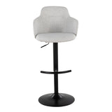 Boyne industrial Upholstered Bar Stool in Black Metal and Light Grey Fabric by LumiSource