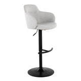 Boyne industrial Upholstered Bar Stool in Black Metal and Light Grey Fabric by LumiSource