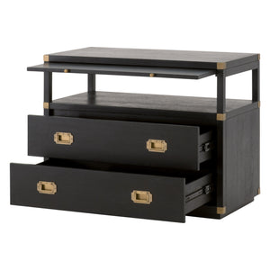 Essentials for Living Bradley 2-Drawer Nightstand 6131.B-BLK/BGLD