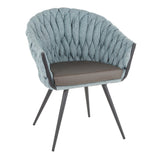 Braided Matisse Contemporary Chair in Black Metal with Grey Faux Leather and Blue Fabric by LumiSource