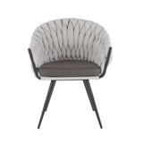 Braided Matisse Contemporary Chair in Black Metal with Grey Faux Leather and Cream Fabric by LumiSource