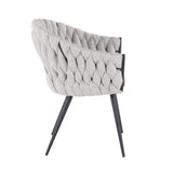 Braided Matisse Contemporary Chair in Black Metal with Grey Faux Leather and Cream Fabric by LumiSource