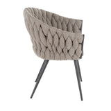 Braided Matisse Contemporary Chair in Black Metal with Grey Faux Leather and Grey Fabric by LumiSource