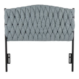 Braided Matisse Twin Size Headboard in Black Metal and Blue Fabric by LumiSource