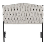 Braided Matisse Twin Size Headboard in Black Metal and Cream Fabric by LumiSource