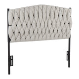 Braided Matisse Twin Size Headboard in Black Metal and Cream Fabric by LumiSource