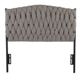 Braided Matisse Twin Size Headboard in Black Metal and Grey Fabric by LumiSource