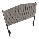 Braided Matisse Twin Size Headboard in Black Metal and Grey Fabric by LumiSource