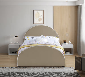 Brody Velvet / Engineered Wood / Foam Contemporary Beige Velvet King Bed - 80.5" W x 88" D x 50" H
