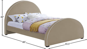 Brody Velvet / Engineered Wood / Foam Contemporary Beige Velvet Queen Bed - 65.5" W x 88" D x 49" H
