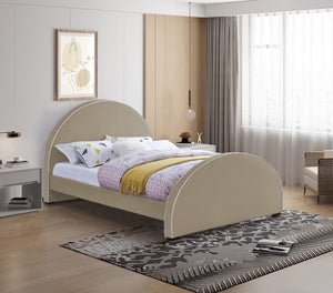 Brody Velvet / Engineered Wood / Foam Contemporary Beige Velvet Queen Bed - 65.5" W x 88" D x 49" H