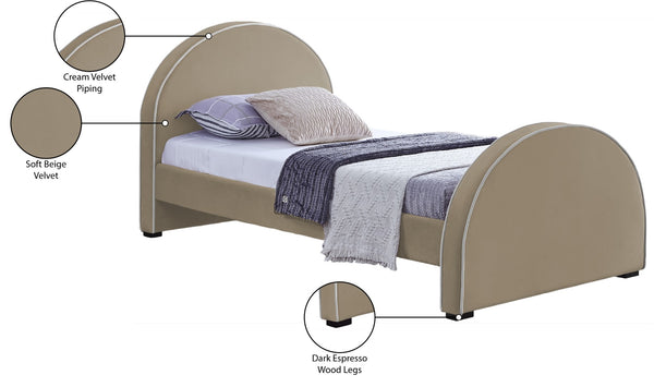 Brody Velvet / Engineered Wood / Foam Contemporary Beige Velvet Twin Bed - 44" W x 83" D x 39" H