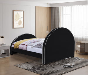 Brody Velvet / Engineered Wood / Foam Contemporary Black Velvet Full Bed - 60.5" W x 83" D x 47.5" H