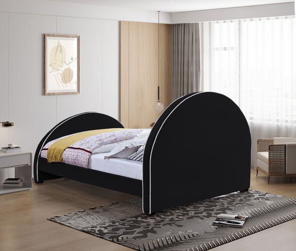 Brody Velvet / Engineered Wood / Foam Contemporary Black Velvet Full Bed - 60.5" W x 83" D x 47.5" H