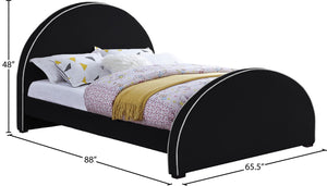 Brody Velvet / Engineered Wood / Foam Contemporary Black Velvet Queen Bed - 65.5" W x 88" D x 49" H