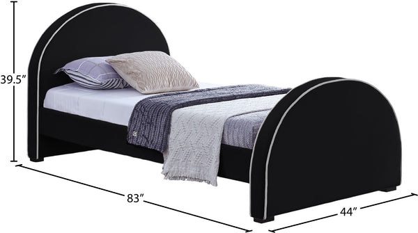 Brody Velvet / Engineered Wood / Foam Contemporary Black Velvet Twin Bed - 44" W x 83" D x 39" H