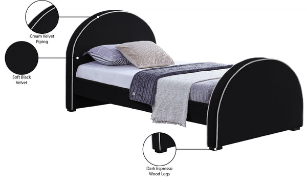 Brody Velvet / Engineered Wood / Foam Contemporary Black Velvet Twin Bed - 44" W x 83" D x 39" H