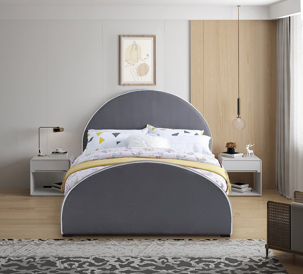 Brody Velvet / Engineered Wood / Foam Contemporary Grey Velvet King Bed - 80.5" W x 88" D x 50" H