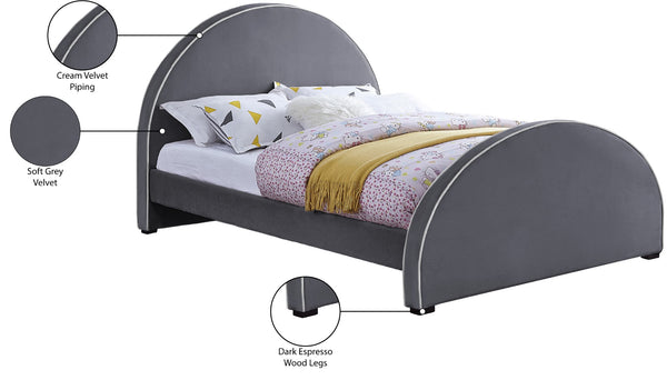 Brody Velvet / Engineered Wood / Foam Contemporary Grey Velvet Queen Bed - 65.5" W x 88" D x 49" H