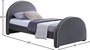 Brody Velvet / Engineered Wood / Foam Contemporary Grey Velvet Twin Bed - 44" W x 83" D x 39" H