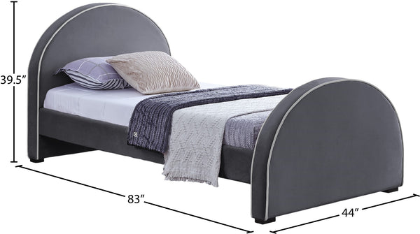 Brody Velvet / Engineered Wood / Foam Contemporary Grey Velvet Twin Bed - 44" W x 83" D x 39" H