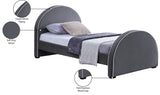 Brody Velvet / Engineered Wood / Foam Contemporary Grey Velvet Twin Bed - 44" W x 83" D x 39" H