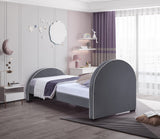 Brody Velvet / Engineered Wood / Foam Contemporary Grey Velvet Twin Bed - 44" W x 83" D x 39" H