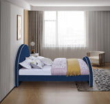 Brody Velvet / Engineered Wood / Foam Contemporary Navy Velvet Queen Bed - 65.5" W x 88" D x 49" H