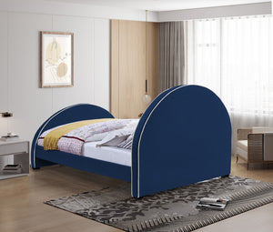 Brody Velvet / Engineered Wood / Foam Contemporary Navy Velvet Queen Bed - 65.5" W x 88" D x 49" H