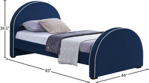 Brody Velvet / Engineered Wood / Foam Contemporary Navy Velvet Twin Bed - 44" W x 83" D x 39" H
